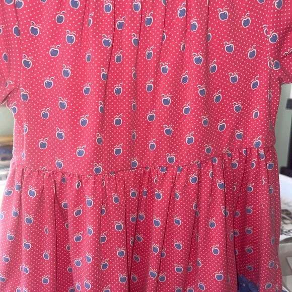 Matilda Jane Red and Blue Kids Top size 4, Girls boutique shirt vguc, apples - Picture 3 of 4